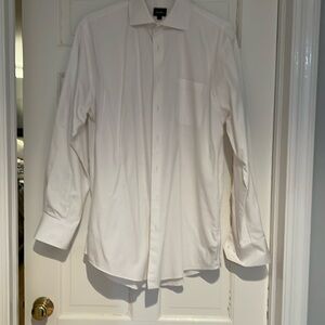 Men’s Neiman Marcus white dress shirt. white on white pattern, Size 16. 34/35.